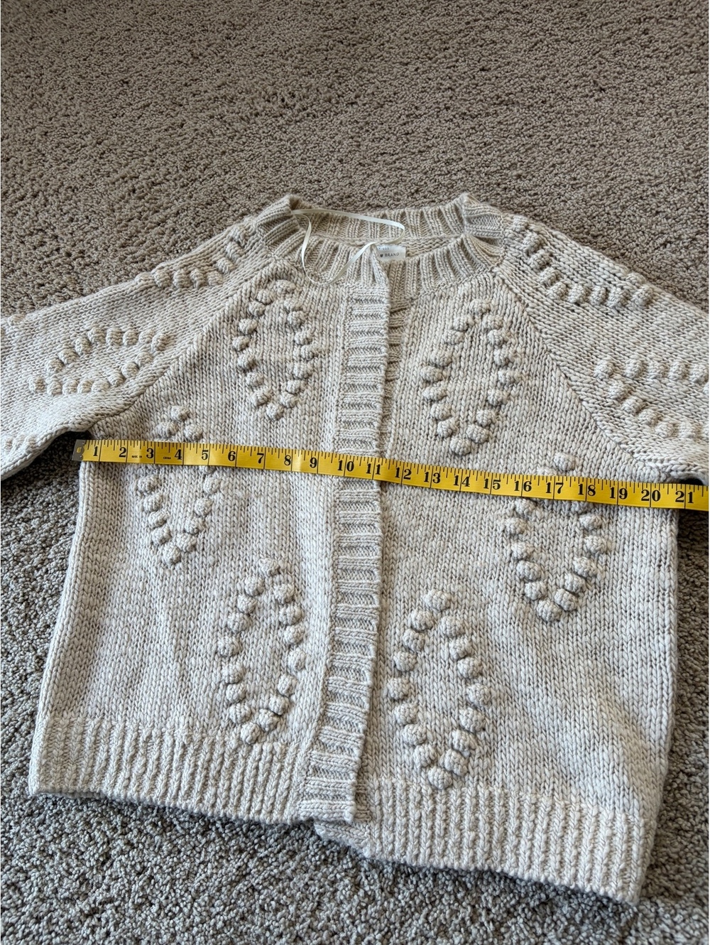 Lucky Brand Bobble Knit Cardigan Sweater Women Med Cream Open Front Chunky Boho